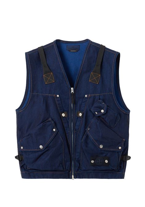 indigo denim light-rinsed vest man blu STONE ISLAND | K2S15 G100016 S00J2VJ201